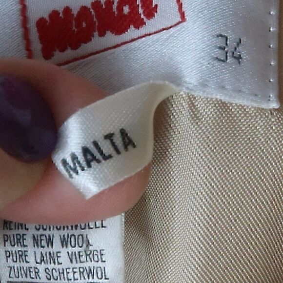 MONDI TAN KHAKI HIDDEN BUTTON DOWN SUIT JACKET BLAZER WOMENS EU SIZE 34 VINTAGE - Picture 2 of 10